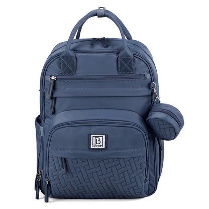 Brisby Premium Luiertas – Uitgebreide en Functionele Verzorgingstas – met buggymontage – Anti Diefstal Vakken - Reistrolley Sleeve - Inclusief verschoonmatje t.w.v.15,99 euro en speenhouder - Levenslange Garantie - Nordic Blue