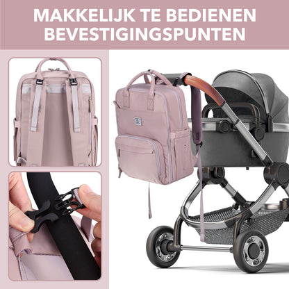 Brisby slijtvaste Luiertas – verzorgingstas – met buggymontage - Calm Lila