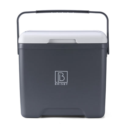 Brisby Koelbox - Frigobox - 13L- Grijs - Tot maximaal 40 uur isolatie - Incl. 2 dikke koelelementen van 450ml - Met koelelementen vergrendeld in deksel en Brisby 500ml Zwarte Dubbelwandige Thermosfles