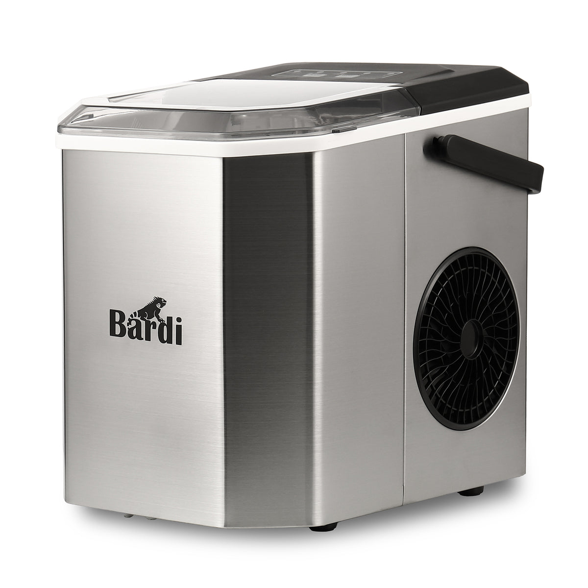 Bardi 1.3L Deluxe IJsblokjesmachine Square – IJsblokmaker Inclusief Luxe Thermosbeker en IJsschep – 9 Blokjes in 8 Minuten – GUNMETAL RVS