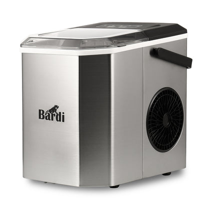 Bardi 1.3L Deluxe IJsblokjesmachine Square – IJsblokmaker Inclusief Luxe Thermosbeker en IJsschep – 9 Blokjes in 8 Minuten – GUNMETAL RVS