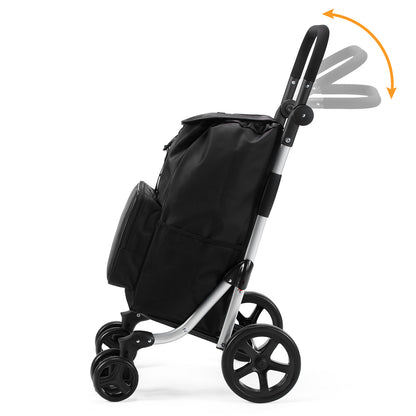 Boodschappentrolley deluxe 60L zwart - koelvak - boodschappenwagen - steekwagenfunctie - verstelbaar handvat