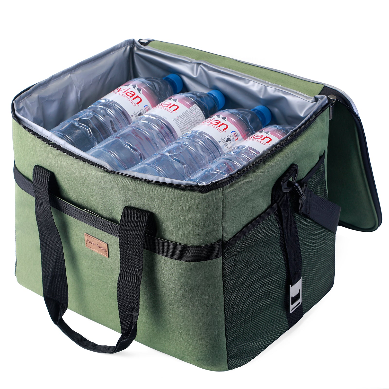 Koeltas 40L groen - lunchtas - opvouwbaar - 4-laags geïsoleerd - incl. 6 gratis koelelementen en draagband