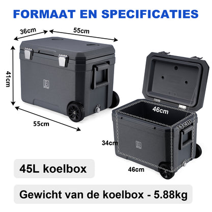 Cool box 45L grey - 3 days insulation - 4 cooling elements - temperature-safe closure