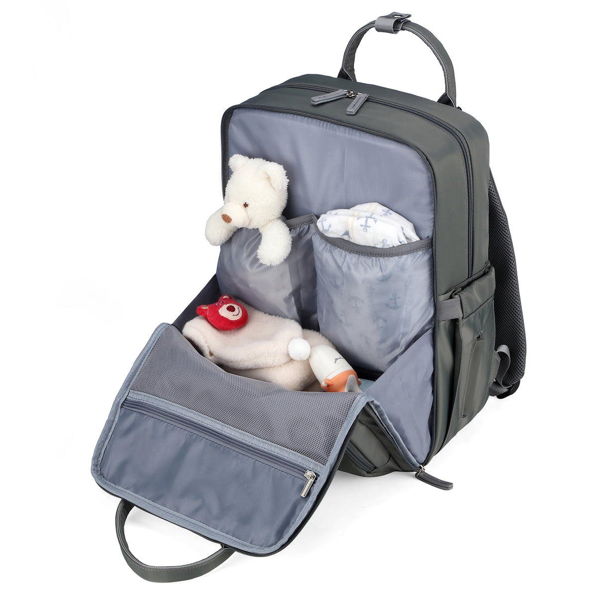 Brisby slijtvaste Luiertas – verzorgingstas – met buggymontage - Mist Green