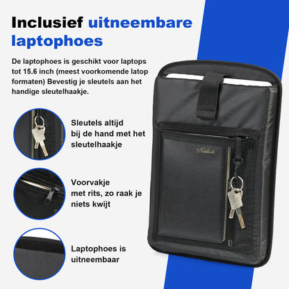 3 in 1 waterproof rolltop bicycle bag set 40-52L blue - reflective - high visibility - bicycle bag - backpack - shoulder bag