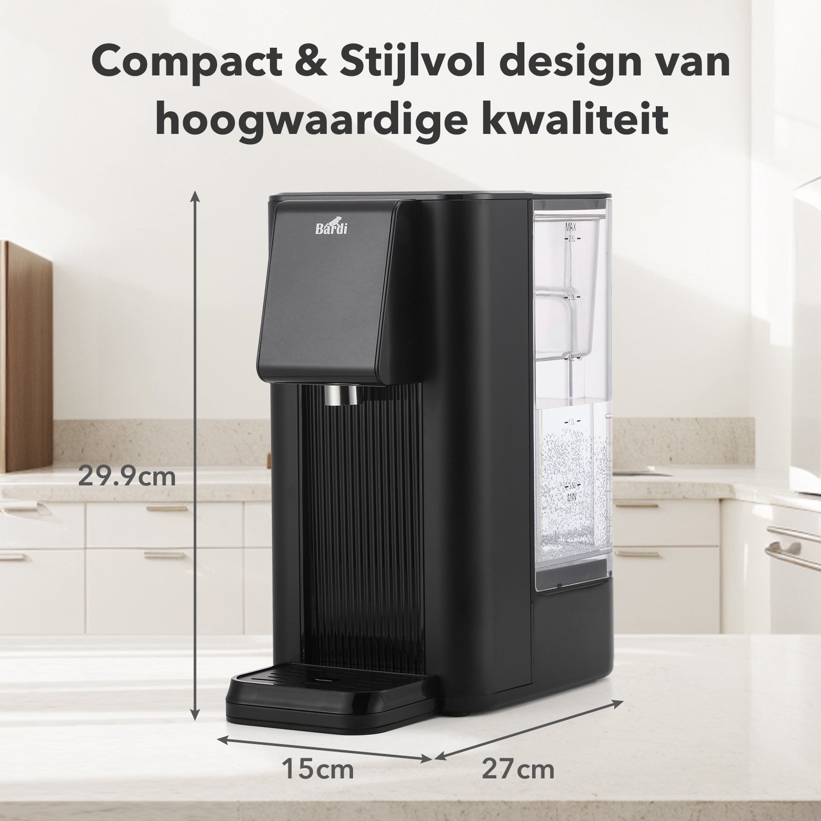 Bardi Heetwaterdispenser 2,6L set - incl. 3 thermoscups + onderzetter - instant-heating - 6 temperatuurstanden