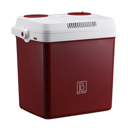 Elektrische koelbox 25L rood - AC/DC 12V, 220/230V - incl. divider en vershoudbakjes - vergrendelbare deksel