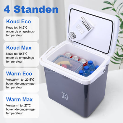 Electric cool box 25L gray - AC/DC 12V, 220/230V - incl. divider - lockable lid