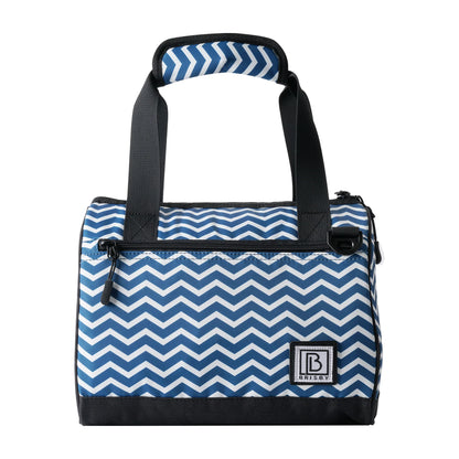 Koeltas 10L zigzag blauw -  Lunchtas - 4-laags geïsoleerd - 2 gratis koelelementen - incl. schouderband