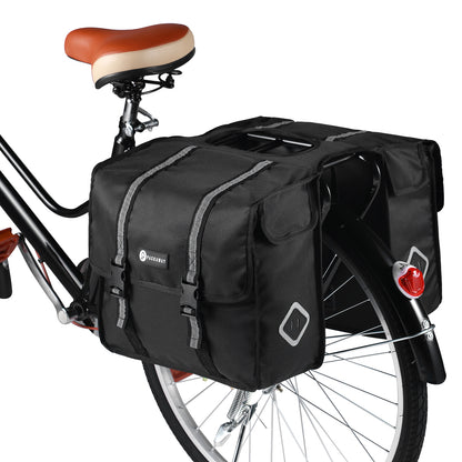 Packaway Double Panniers - Waterproof Panniers Electric Bike - Reflective - Black 36 Liters