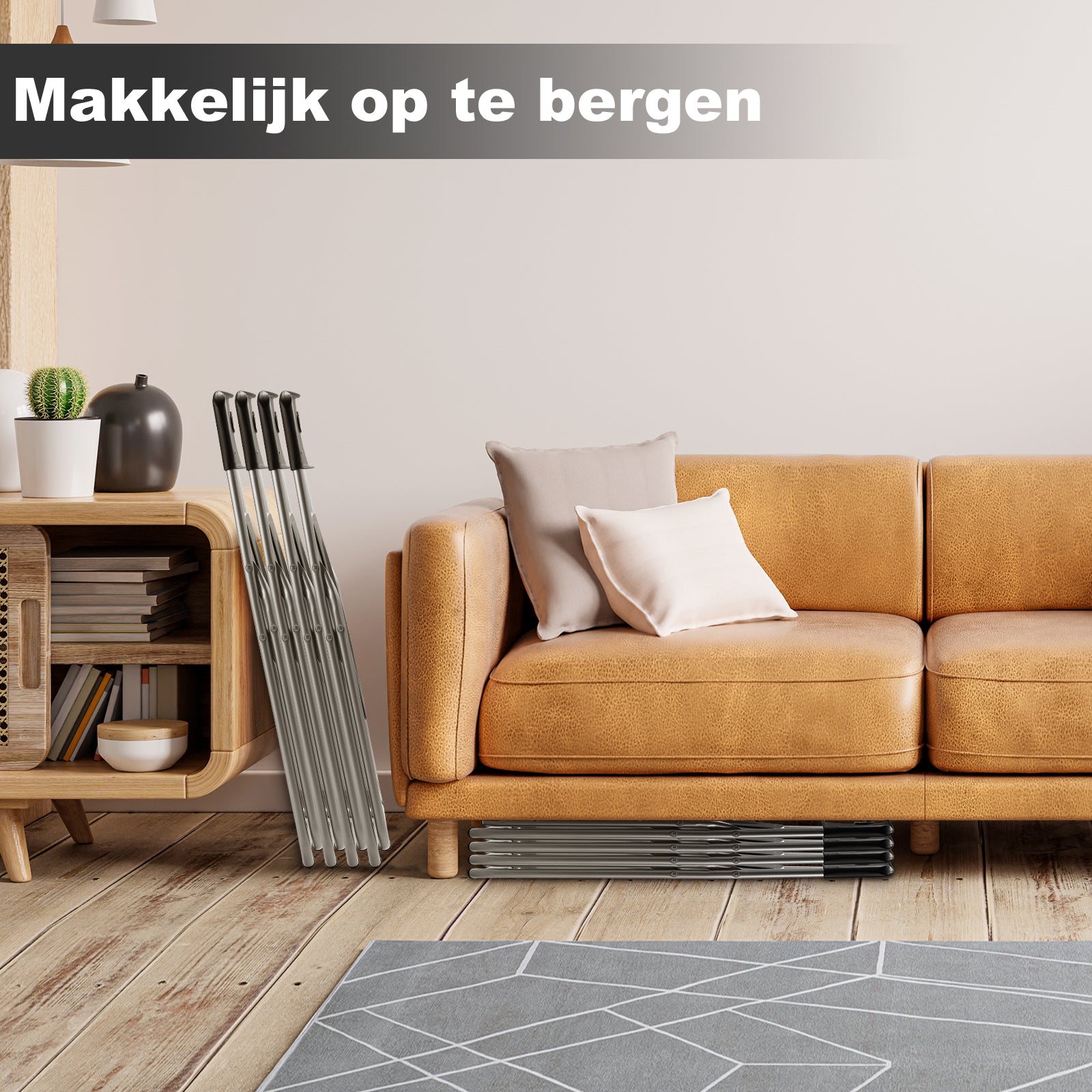 Bardi 8 Delige Klapstoelenset – Vouwstoelenset Stevige Kwaliteit, Weersbestending, 100KG Belastbaar. 44 x 45 x 79 cm. – ZWART