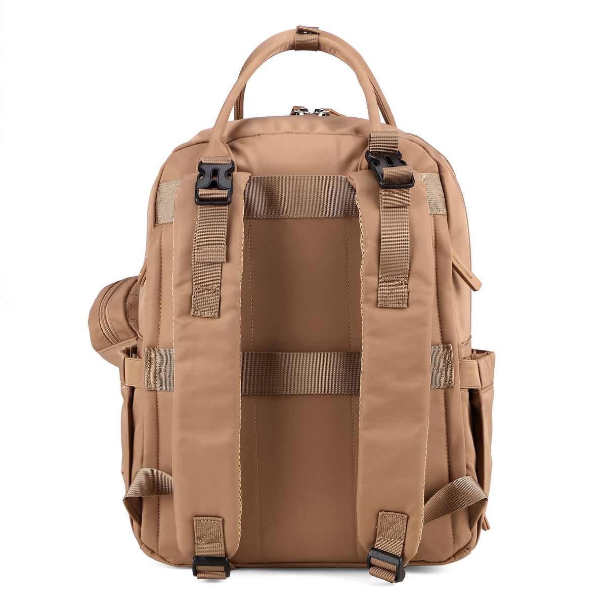 Brisby Premium Luiertas – Uitgebreide en Functionele Verzorgingstas – met buggymontage – Anti Diefstal Vakken - Reistrolley Sleeve - Inclusief verschoonmatje t.w.v.15,99 euro en speenhouder - Levenslange Garantie - True Terracotta