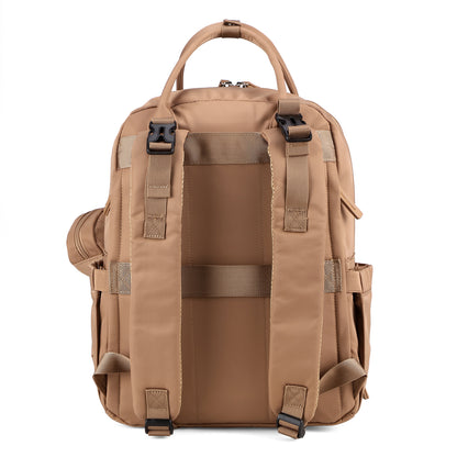 Brisby Premium Luiertas – Uitgebreide en Functionele Verzorgingstas – met buggymontage – Anti Diefstal Vakken - Reistrolley Sleeve - Inclusief verschoonmatje t.w.v.15,99 euro en speenhouder - Levenslange Garantie - True Terracotta