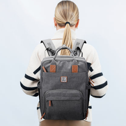 Brisby Rugzak voor Dames & Heren – Comfortabele, Waterafstotende Rugtas met Laptopvak, perfect als Schooltas, Werktas & voor op Reis. Geschikt als handbagage. Levenslange Garantie! - Donkergrijs