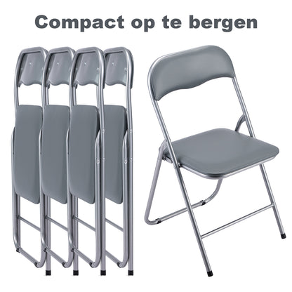 Bardi 6-delige Klapstoelen set PVC grijs - 100 kg draagvermogen