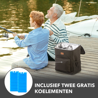 Packaway Koeltas rugzak 25L zwart - incl. 2  koelelementen, flessenopener