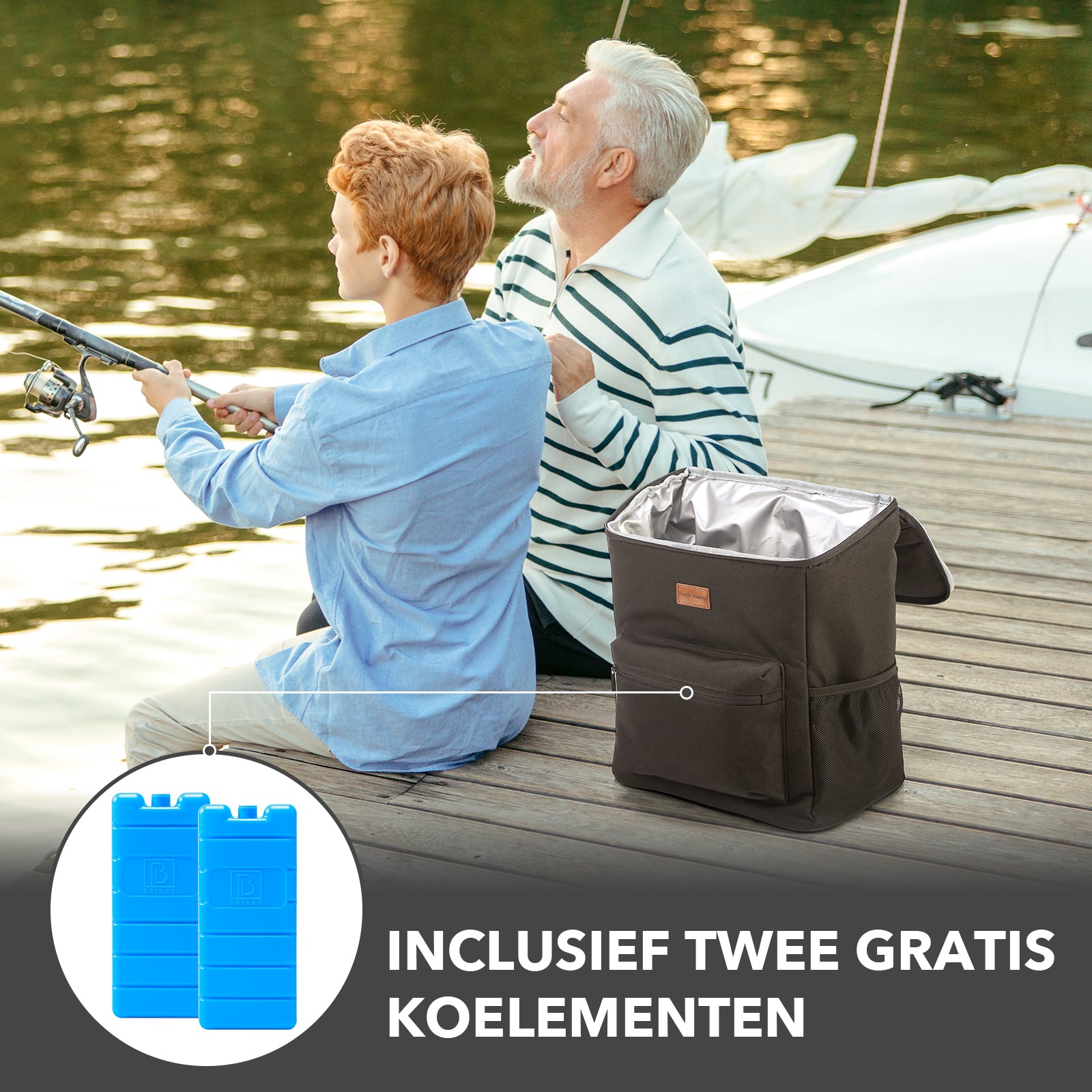 Koeltas rugzak 25L zwart - Waterafstotend - anti diefstal vak - 4 laags geïsoleerd - Incl. 2 gratis koelelementen en gratis flessenopener