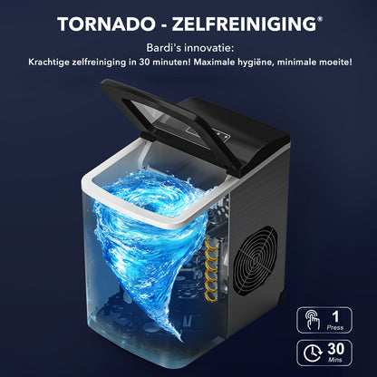 Bardi 2.0L Deluxe IJsblokjesmachine – IJsblokmaker Inclusief Luxe Thermosbeker en IJsschep – 9 Blokjes in 8 Minuten – GUNMETAL RVS