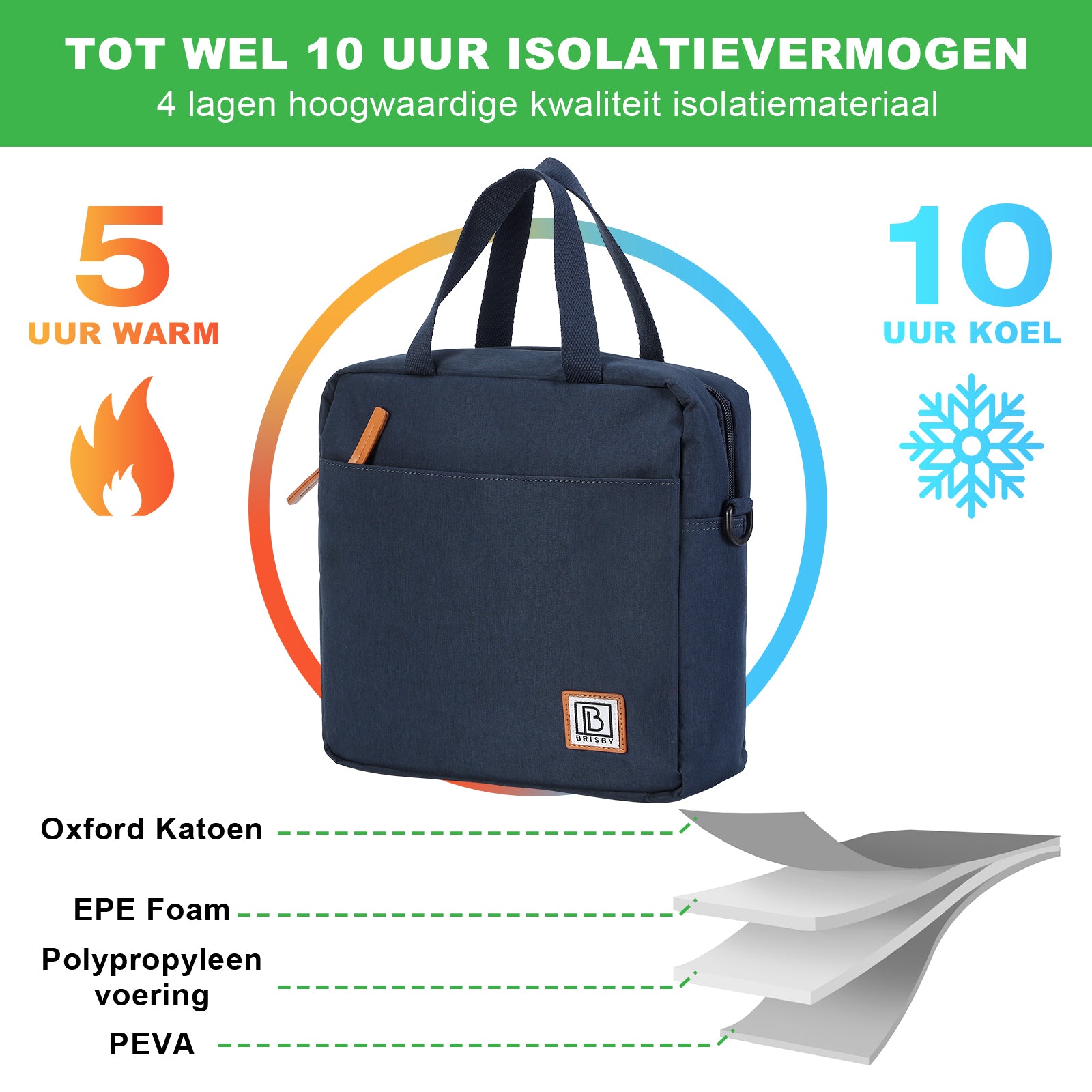 Brisby 4 Laags Geïsoleerde Koeltas - Lunchtas 7 liter - Blauw