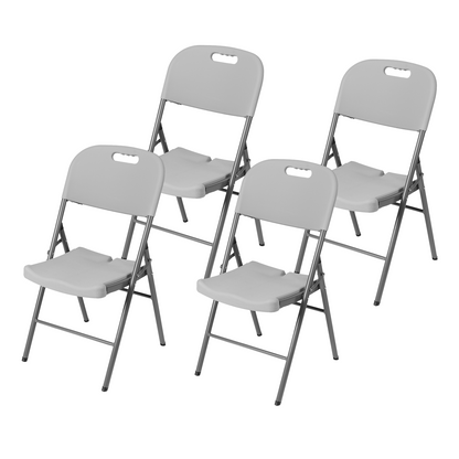 Bardi 4-delige Klapstoelen set stevig grijs - 200 kg draagvermogen