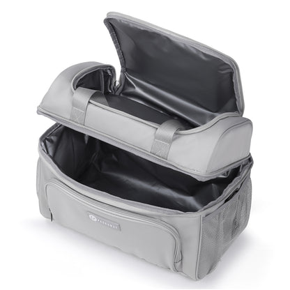 Packaway Koeltas 20L - Lunchtas - Inclusief 4 Koelelementen - Dubbel Compartiment - 4-Laags Geïsoleerd - Waterafstotend - Modern Grey