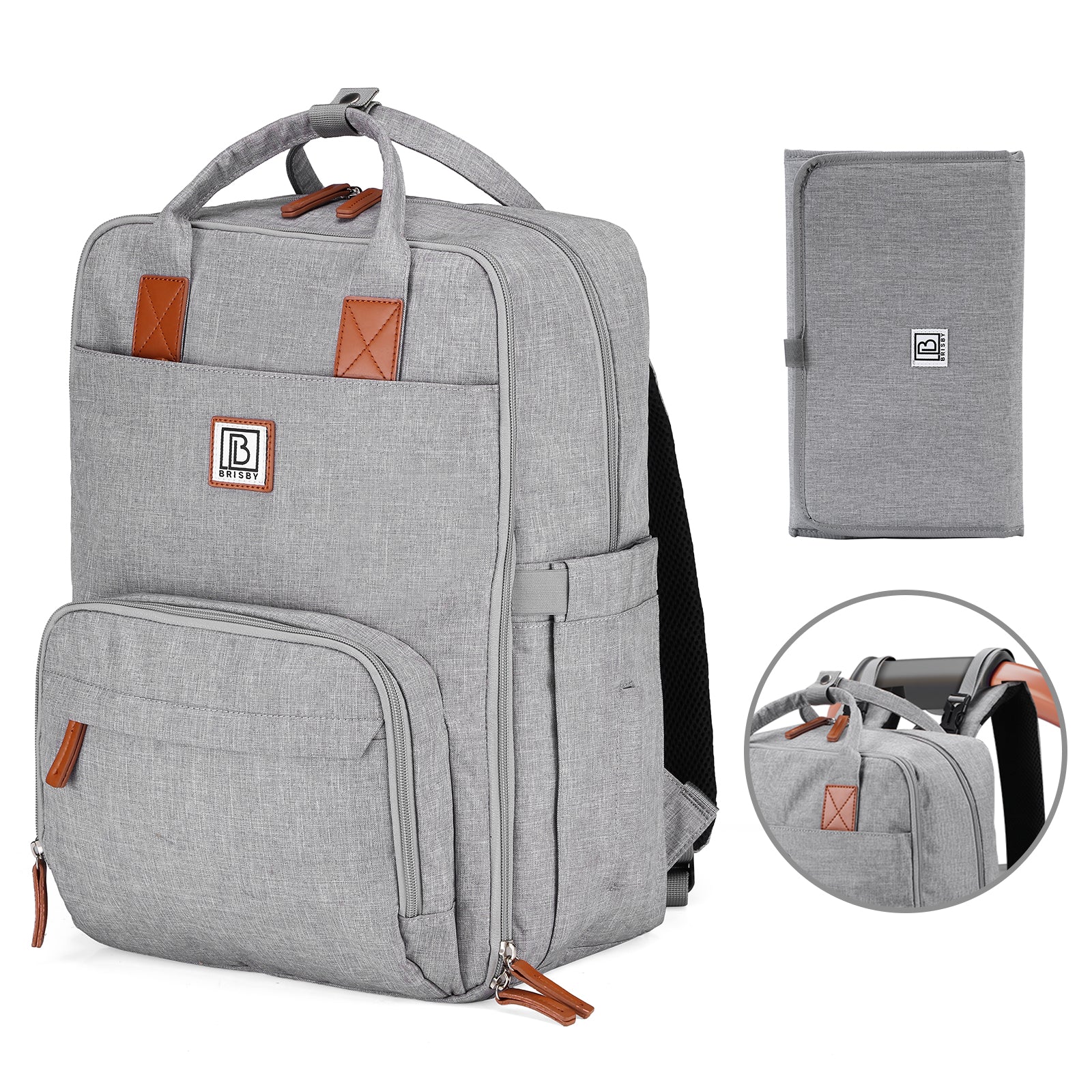 Brisby Luiertas original lichtgrijs - incl. buggymontage en verschoningsmat