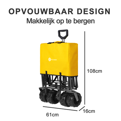 Bolderkar XL okergeel -  tot 80 kg - heavy duty - 90L - opvouwbaar - wasbaar polyester - 98x45 cm