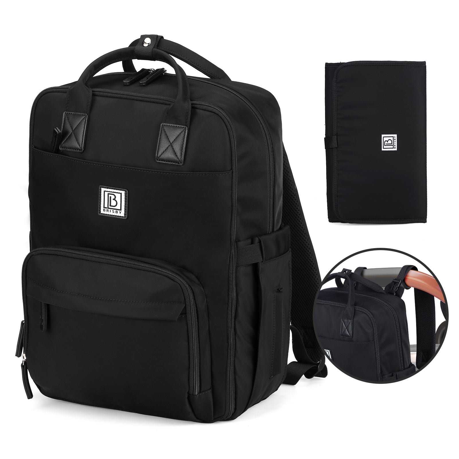 Brisby slijtvaste Luiertas – verzorgingstas – met buggymontage - Signature Black