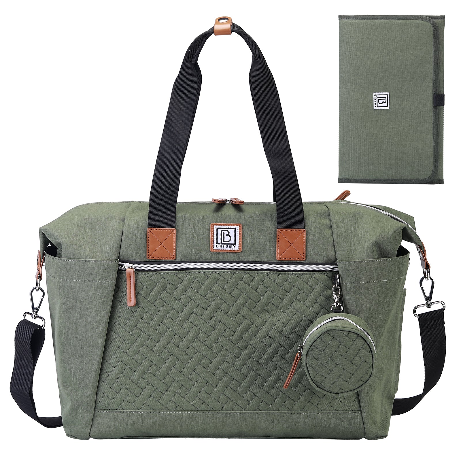Brisby Luiertas duffel groen - incl. verschoonmat, isoleervakken en speenhouder