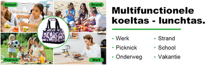 Koeltas 10L sweet leaves -  Lunchtas - 4-laags geïsoleerd - 2 gratis koelelementen - incl. schouderband