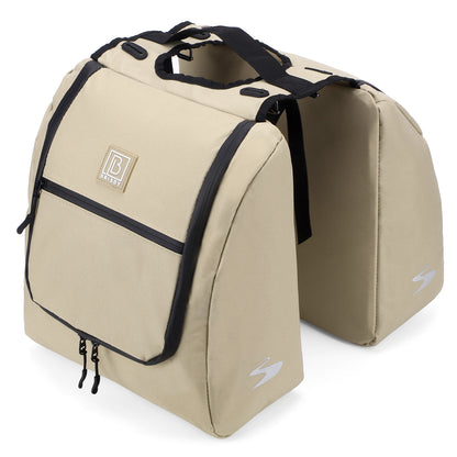 Brisby Dubbele Fietstas 28 Liter – Koeltas en Lunchtas – 4-laags Geïsoleerd – Voor Gewone en Elektrische Fiets – Waterafstotend met Waterdichte Ritsen – Natural Champagne
