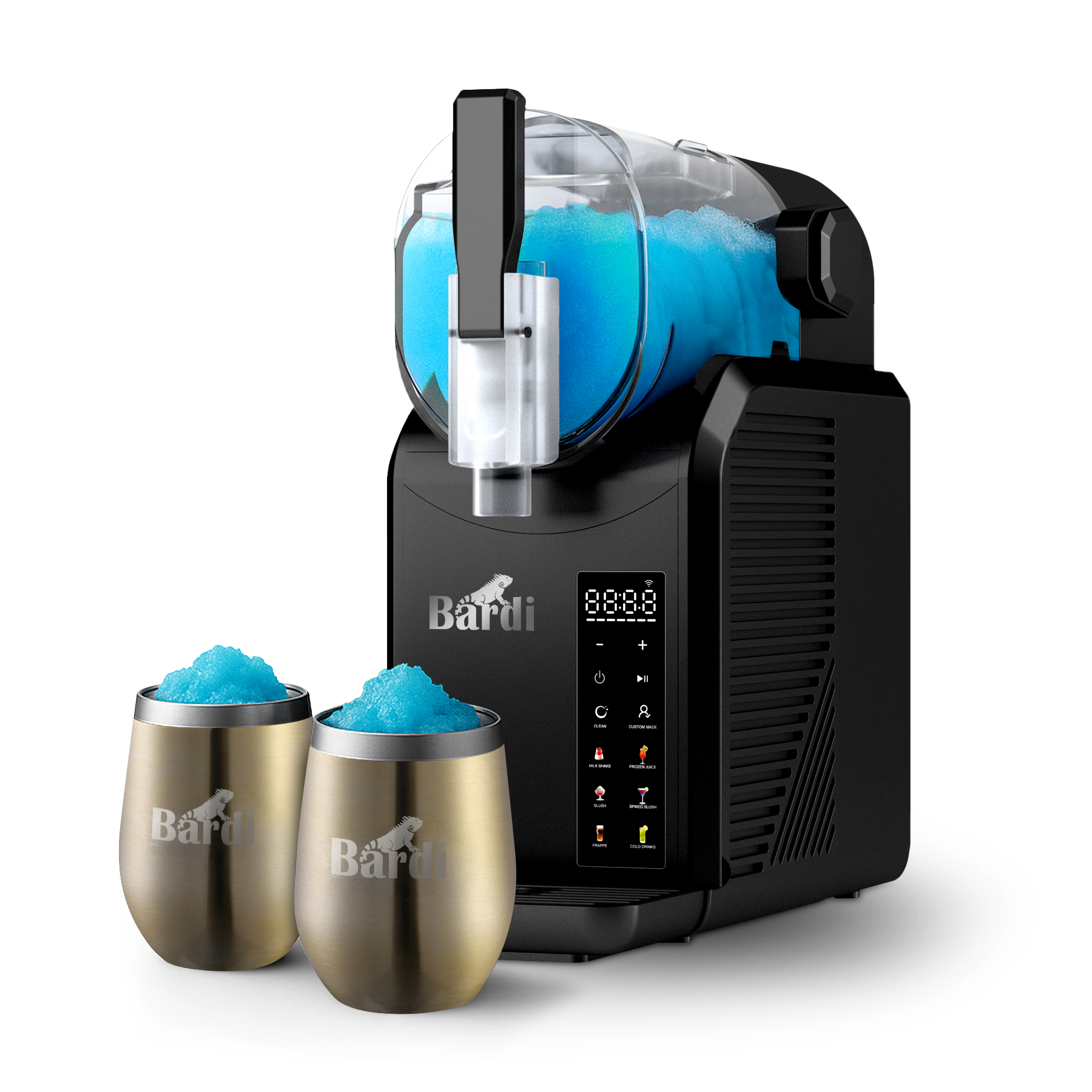 Slushmachine SET - 7-in-1 - slush, frappé, milkshake en smoothie maker - 2,1L - incl. 2 goudkleurige thermoscups