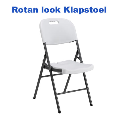 Bardi 4 Delige Klapstoelenset – Vouwstoelenset Zware Kwaliteit, Weersbestending 47 x 54 x 87 cm. – Wit