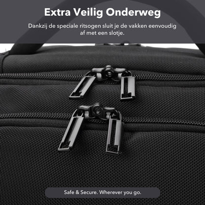 Brisby Rugzak Pro 2 – Laptoprugzak tot 15,7 inch voor Werk, School en Reizen – Waterafstotend – Met Tabletvak, Antidiefstalvak en Trolleysleeve – Zwart
