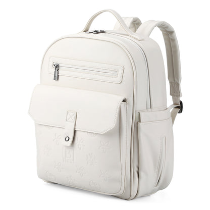 Venezia slijtvaste rugtas wit - PU leer - 14 inch laptopvak - waterafstotend