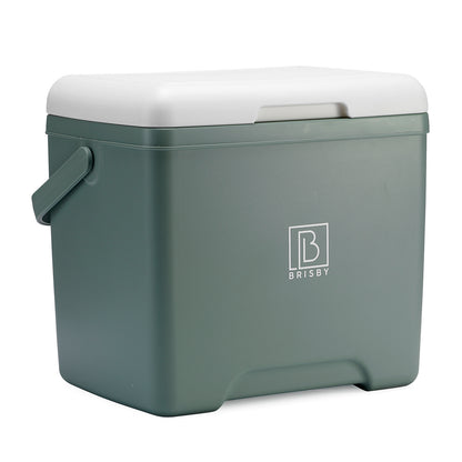 Brisby Koelbox - Frigobox - 13L- Groen - Tot maximaal 40 uur isolatie - Incl. 2 dikke koelelementen van 450ml - Met koelelementen vergrendeld in deksel en Brisby 500ml Zwarte Dubbelwandige Thermosfles