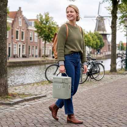 Brisby Koeltas 12 Liter – Lunchtas voor Werk & Onderweg – 2 Geïsoleerde Vakken – Inclusief 2 Koelelementen – Tot 10 Uur Koel - Sage Green