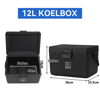 Cool box 12L with handle black - dividers - cutting boards - up to 40 hours insulation - incl. 2 cooling elements of 200ml