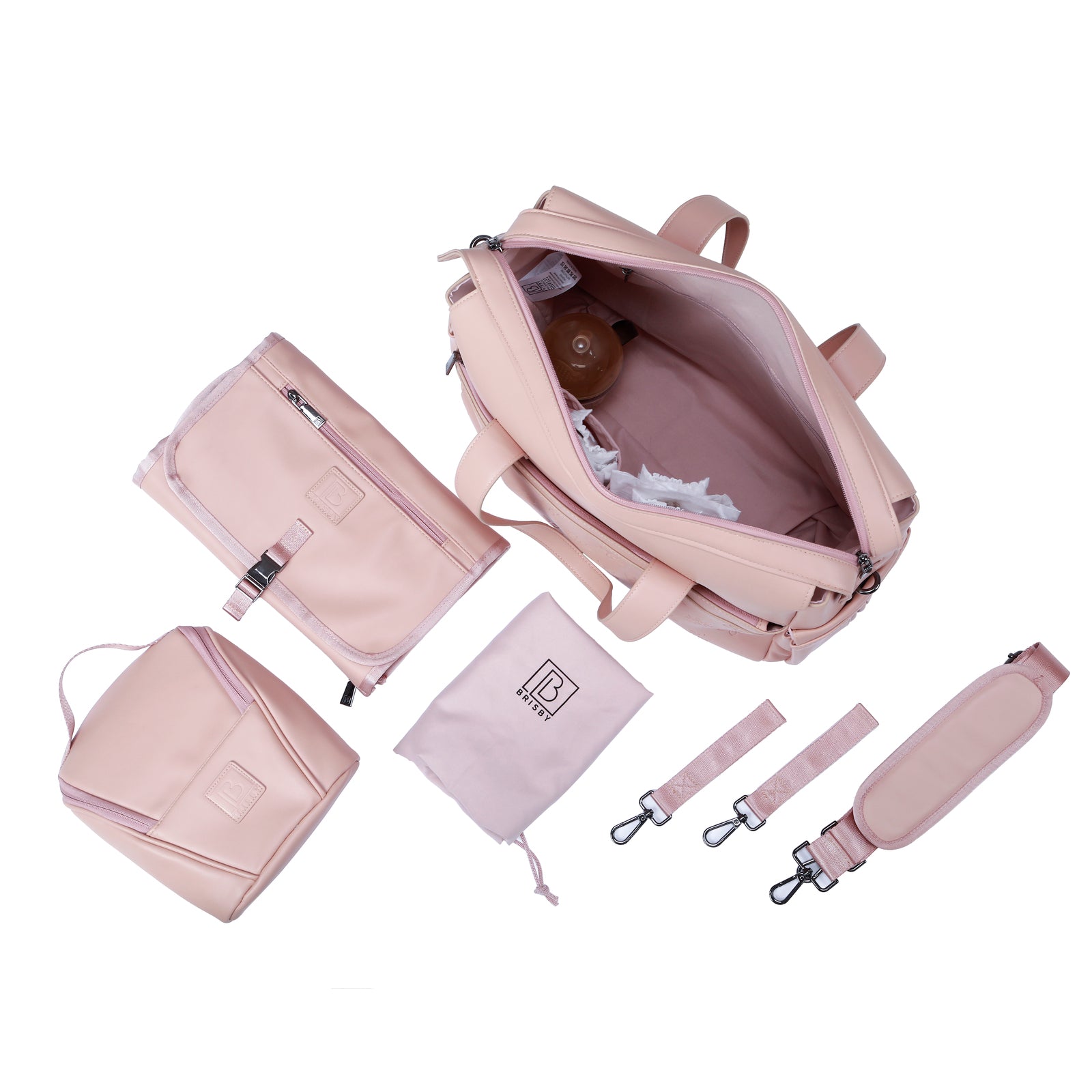 Brisby Luiertas weekendtas Venezia roze - incl. koeltas, verschoningsmat