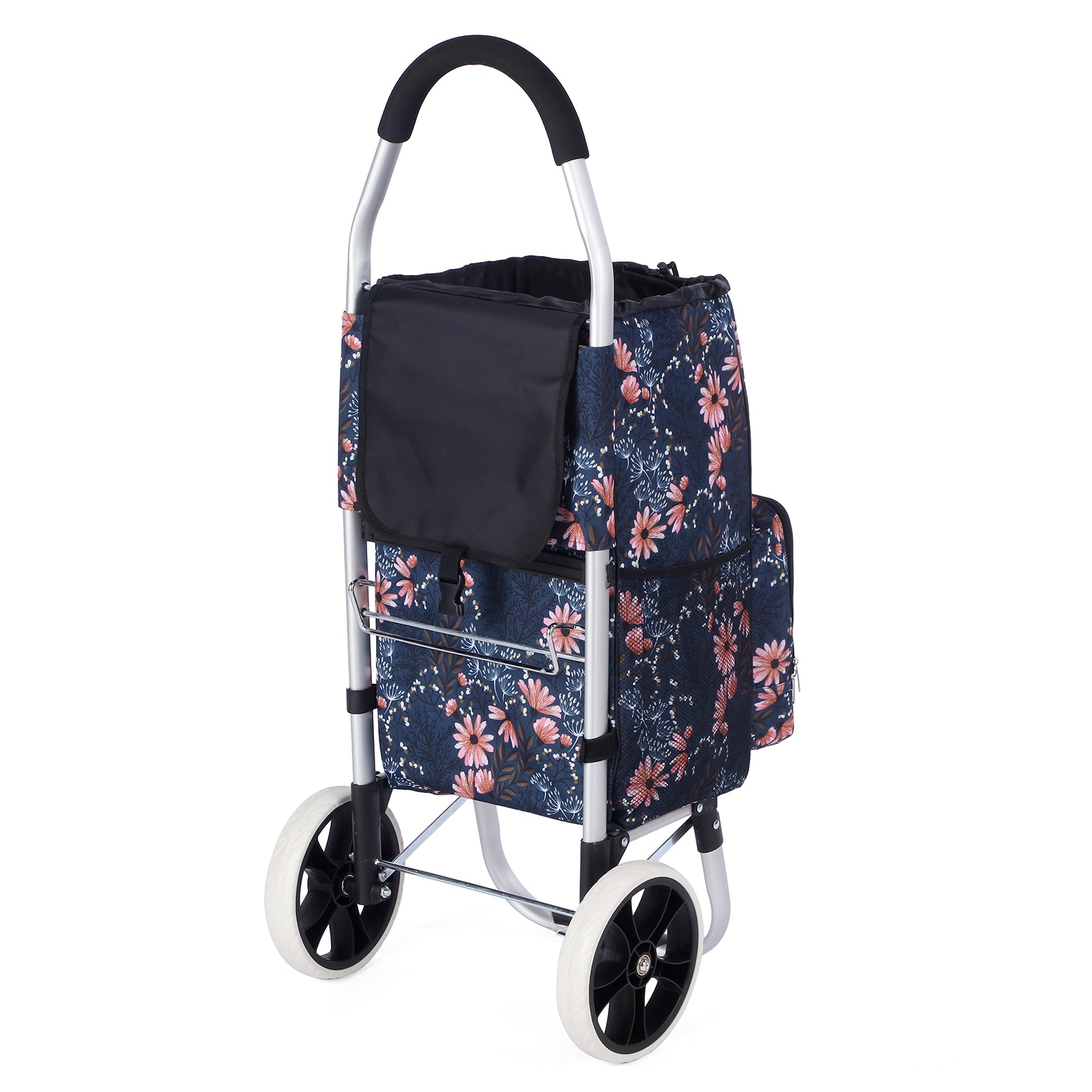 Packaway Boodschappentrolley 45L met Koelvak - Boodschappenwagen met Grote Wielen - Steekwagenfunctie - Waterafstotend - Japanese Flower