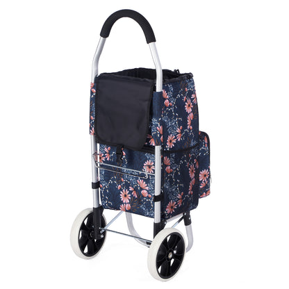 Packaway Boodschappentrolley 45L met Koelvak - Boodschappenwagen met Grote Wielen - Steekwagenfunctie - Waterafstotend - Japanese Flower