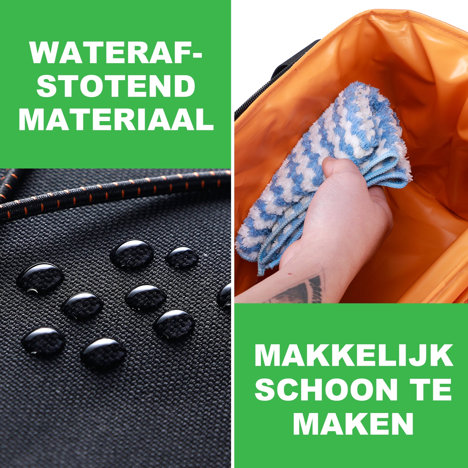 Koeltas 15L zwart met oranje binnenzijde - Lunchtas - 4-laags geïsoleerd - 2 gratis koelelementen - incl. schouderriem