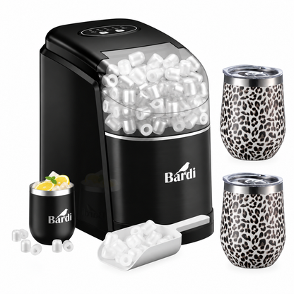 Bardi IJsblokjesmachine set 1,6L zwart - incl. 3 thermoscups leo en ijsschep