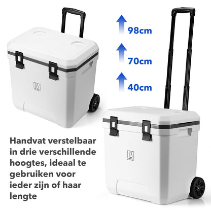 Koelbox trolley 40 wit - Telescopisch handvat - incl. 4 koelelementen