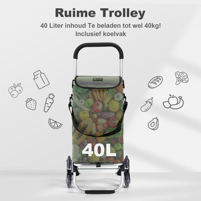 Packaway Boodschappentrolley 40L groen - incl. trapwielen - steekwagenfunctie