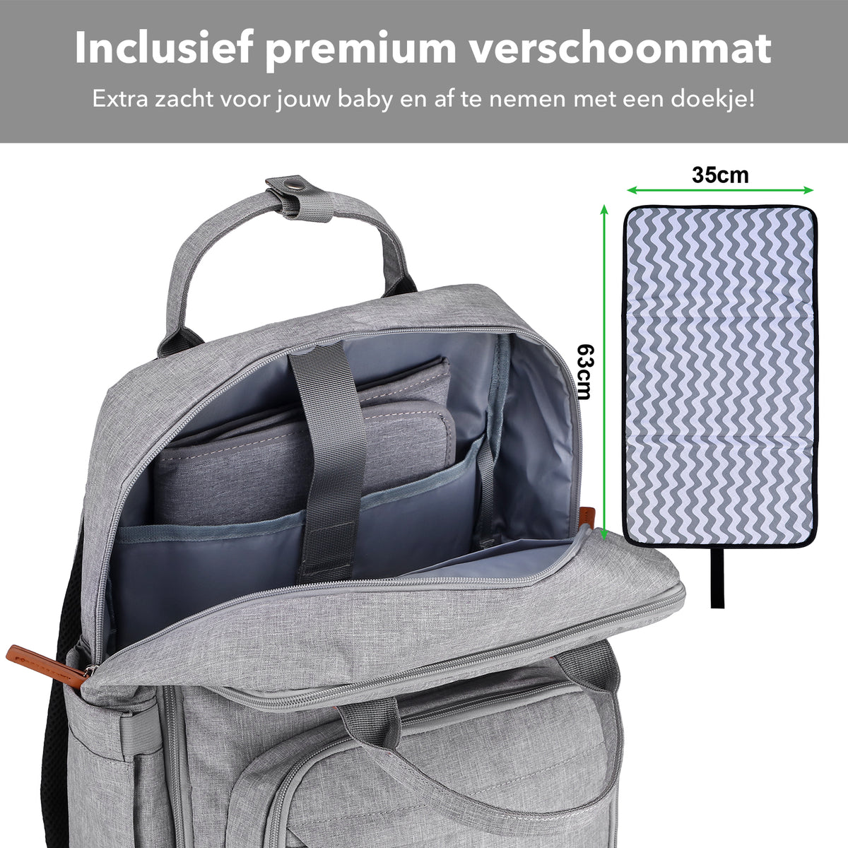 Brisby Luiertas Original - Lichtgrijs - Kinderrugzak - 1.5L kinderlunchtas Giraffe