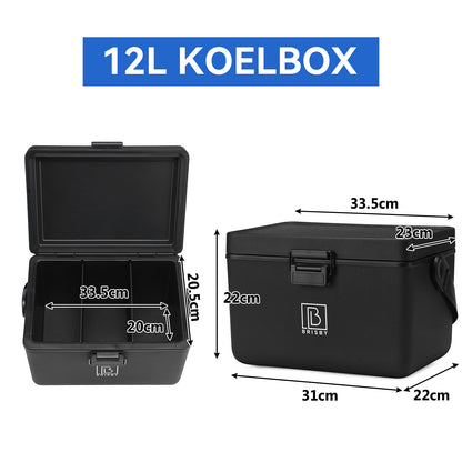 Koelbox 12L met draagband zwart - dividers - snijplanken - tot maximaal 40 uur isolatie - incl. 2 koelelementen van 200ml