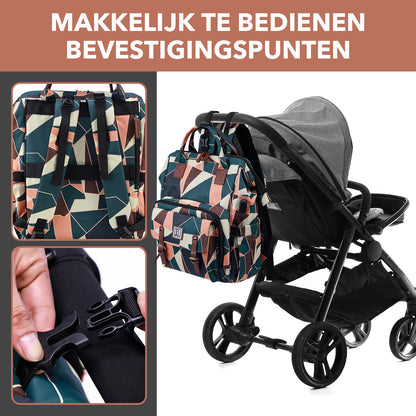 Brisby Luiertas stayopen abstract colours - incl. buggymontage en verschoonmat