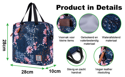 Koeltas 7L japanese flower - Lunchtas - 4-laags geïsoleerd - 2 gratis koelelementen - incl. schouderband